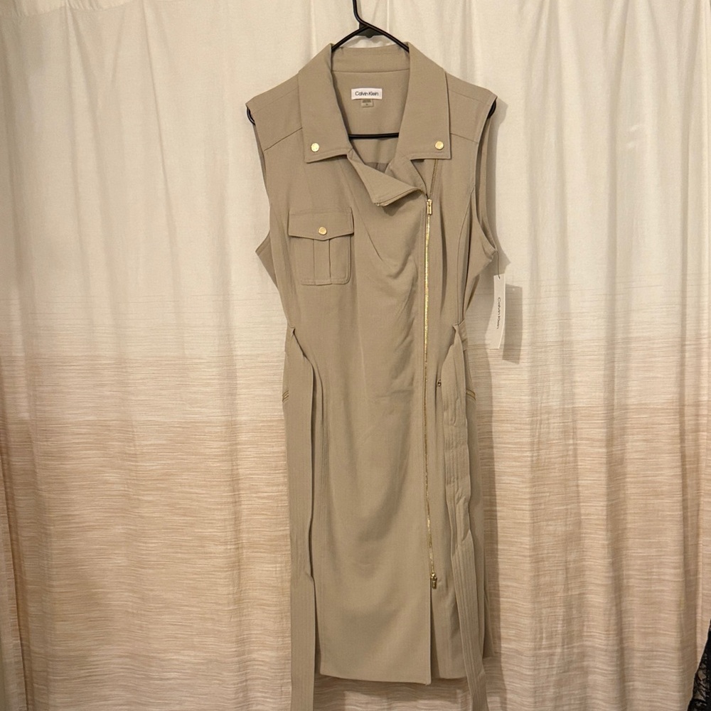 Calvin Klein Beige Sleeveless Midi Dress